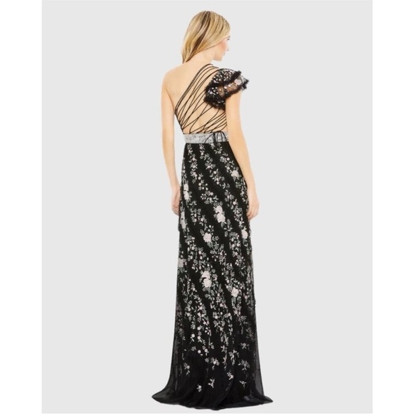 NWT Mac Duggal Dress 70160 // Embroidered One Shoulder Gown Multicolor // Size 8 - Picture 4 of 11